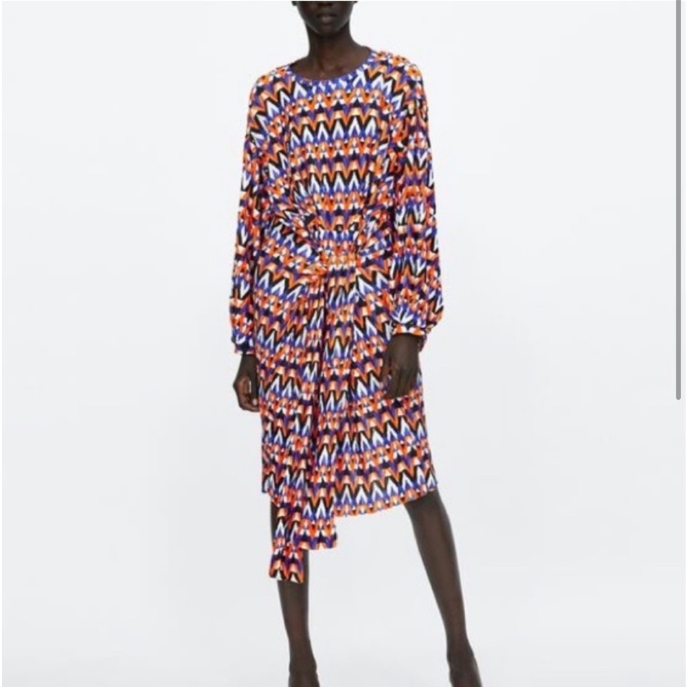 Zara midi dress geometric print size medium new